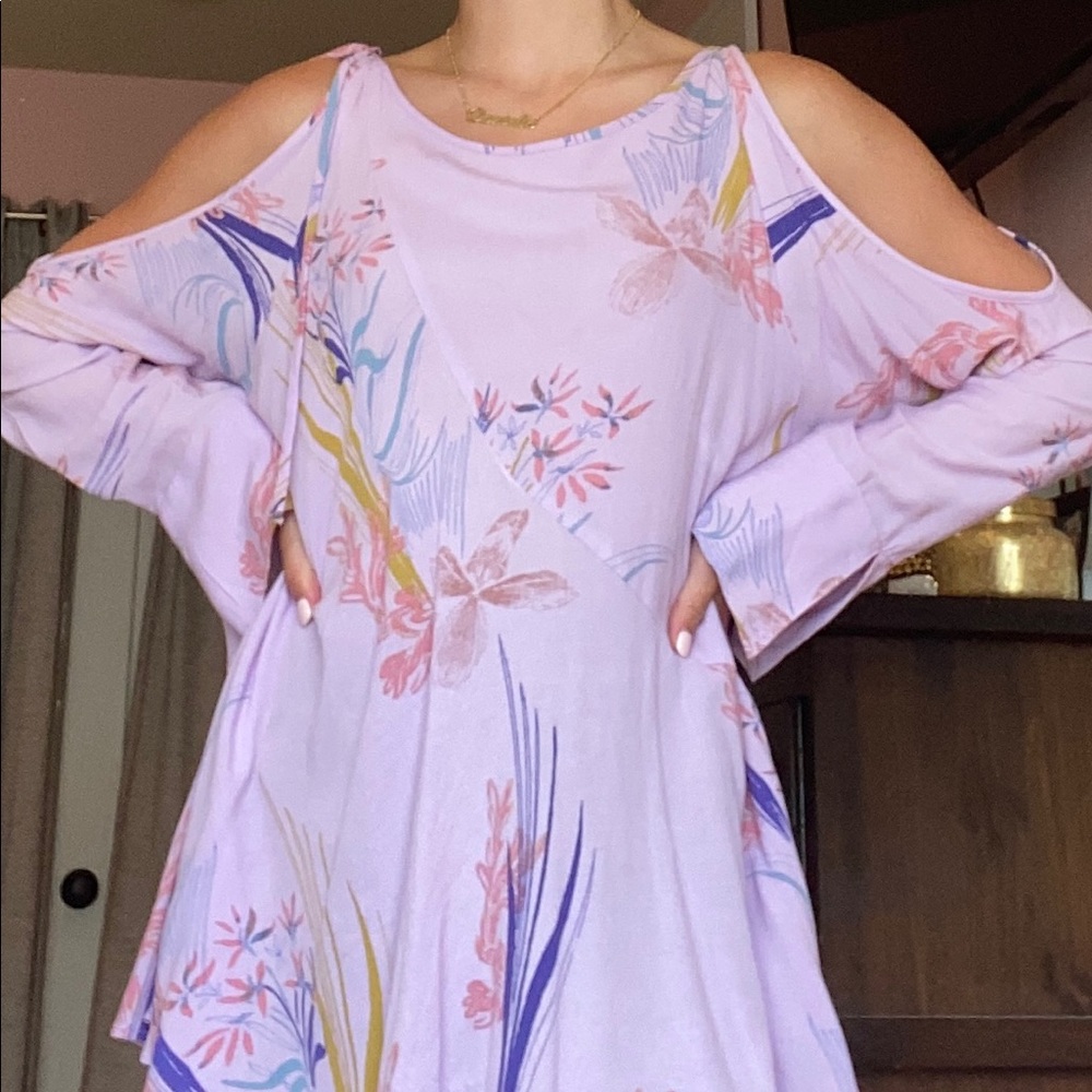 Free People Purple Tunic Dress with Open Shoulders